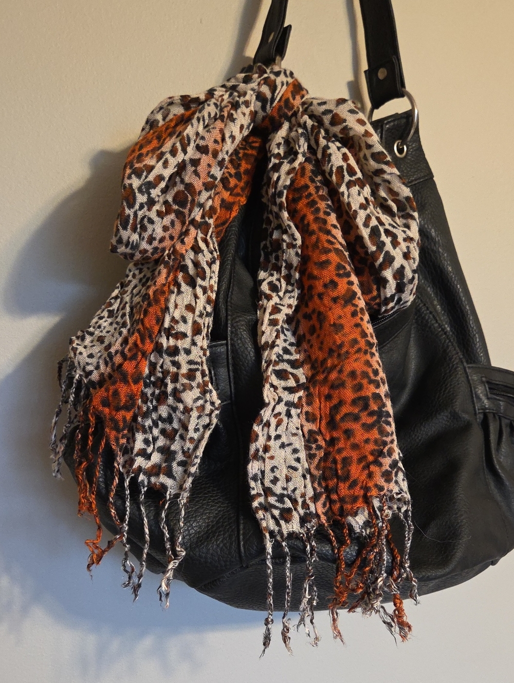 Orange & Tan Leopard Print Scarf